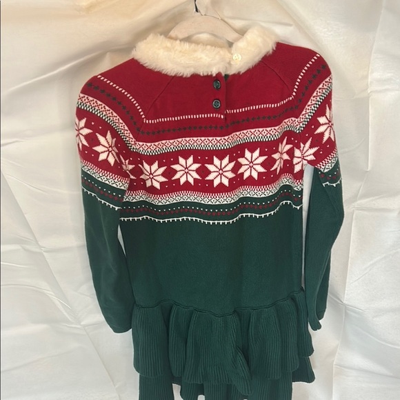 Gymboree Green and Red Ruffled Tiered Sweater Dress - Picture 3 of 4